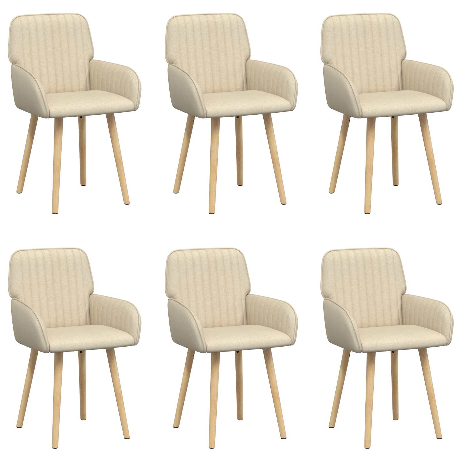 Eettafelstoelen 6 pcs Stof Crèmekleurig 56,5 x 50 x 87,5 cm is nu te koop bij PeponiXL, paradijselijk wonen!