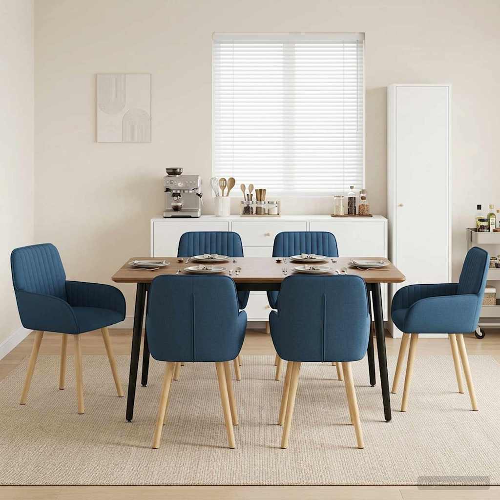 Eettafelstoelen 6 pcs Stof Blauw 56,5 x 50 x 87,5 cm is nu te koop bij PeponiXL, paradijselijk wonen!