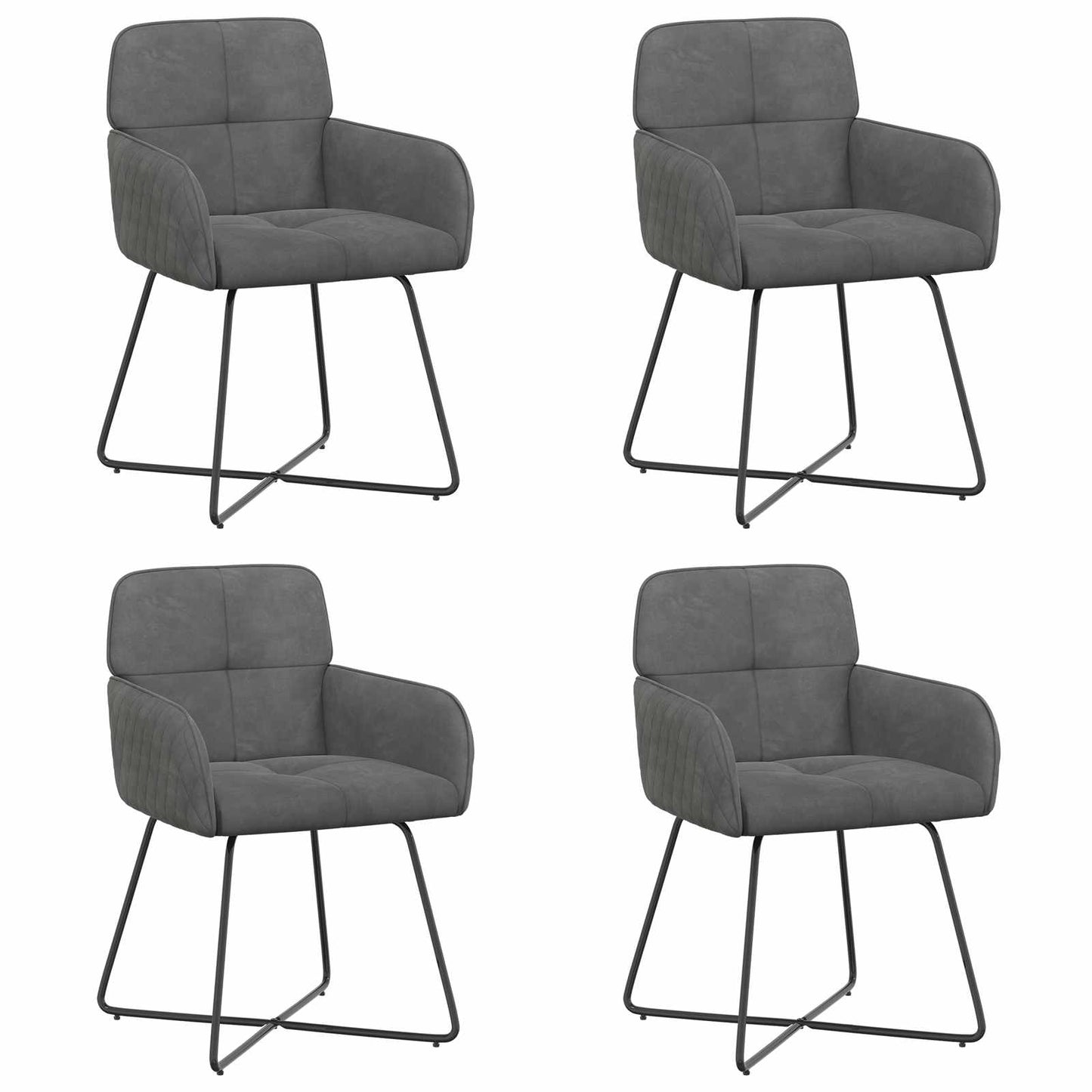 Eettafelstoelen 4 pcs fluweel Donkergrijs 59 x 56,5 x 86 cm is nu te koop bij PeponiXL, paradijselijk wonen!