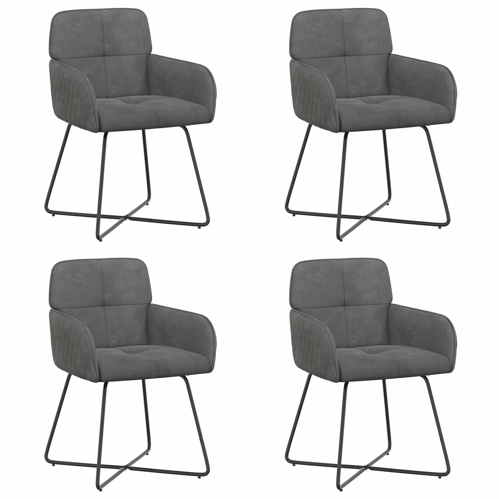 Eettafelstoelen 4 pcs fluweel Donkergrijs 59 x 56,5 x 86 cm is nu te koop bij PeponiXL, paradijselijk wonen!