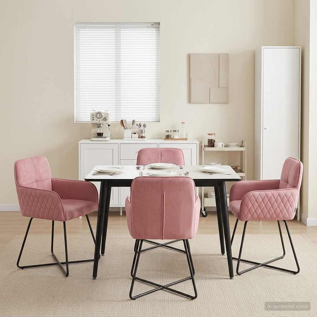 Eettafelstoelen 4 pcs fluweel Roze 59 x 56,5 x 86 cm is nu te koop bij PeponiXL, paradijselijk wonen!