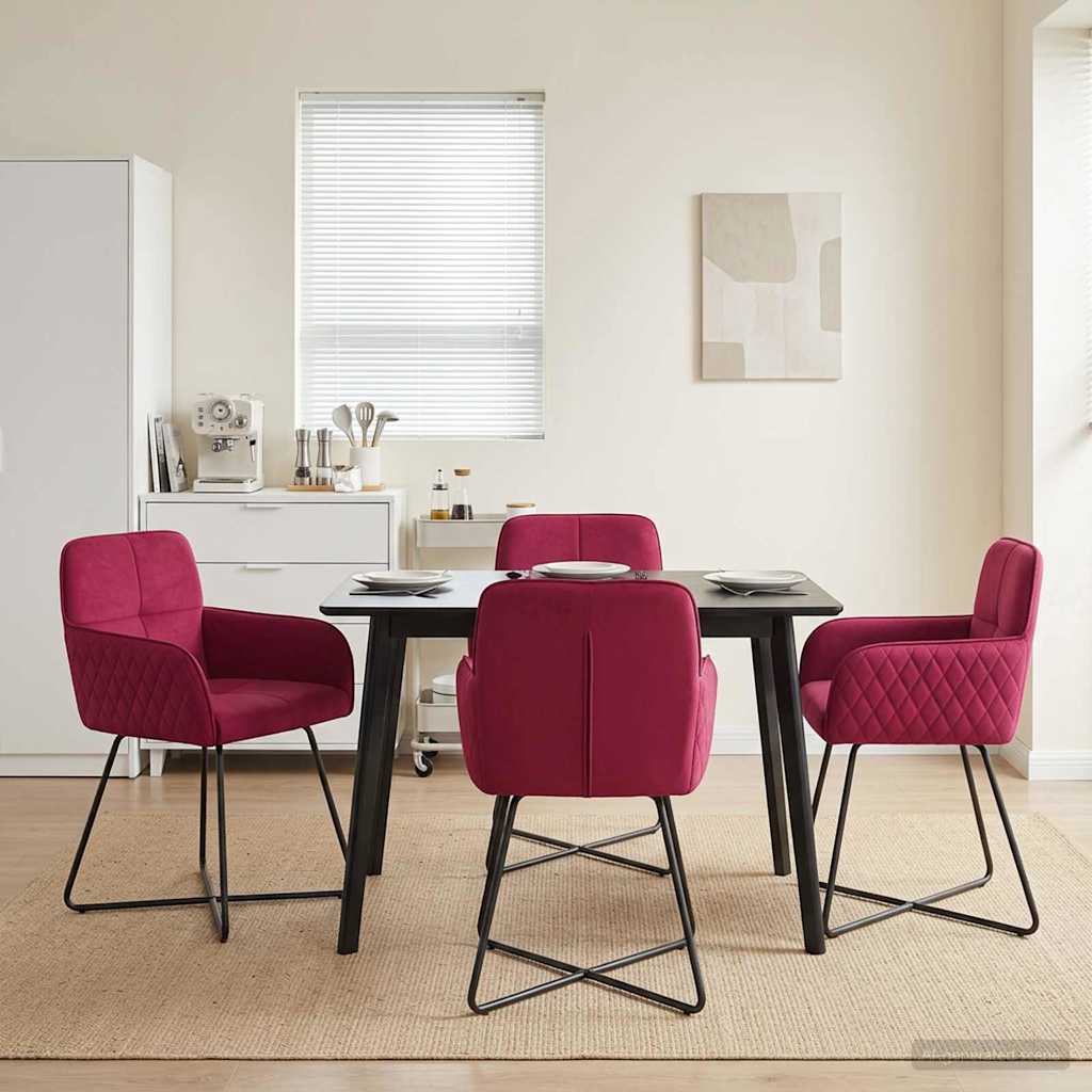 Eettafelstoelen 4 pcs fluweel Wijnrood 59 x 56,5 x 86 cm is nu te koop bij PeponiXL, paradijselijk wonen!