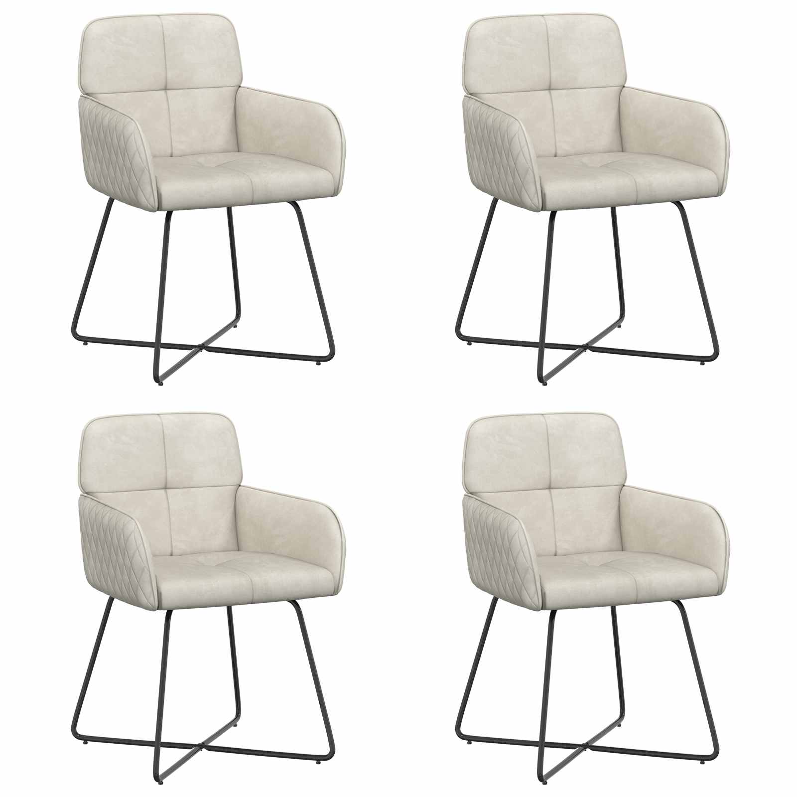 Eettafelstoelen 4 pcs fluweel Crèmekleurig 59 x 56,5 x 86 cm is nu te koop bij PeponiXL, paradijselijk wonen!