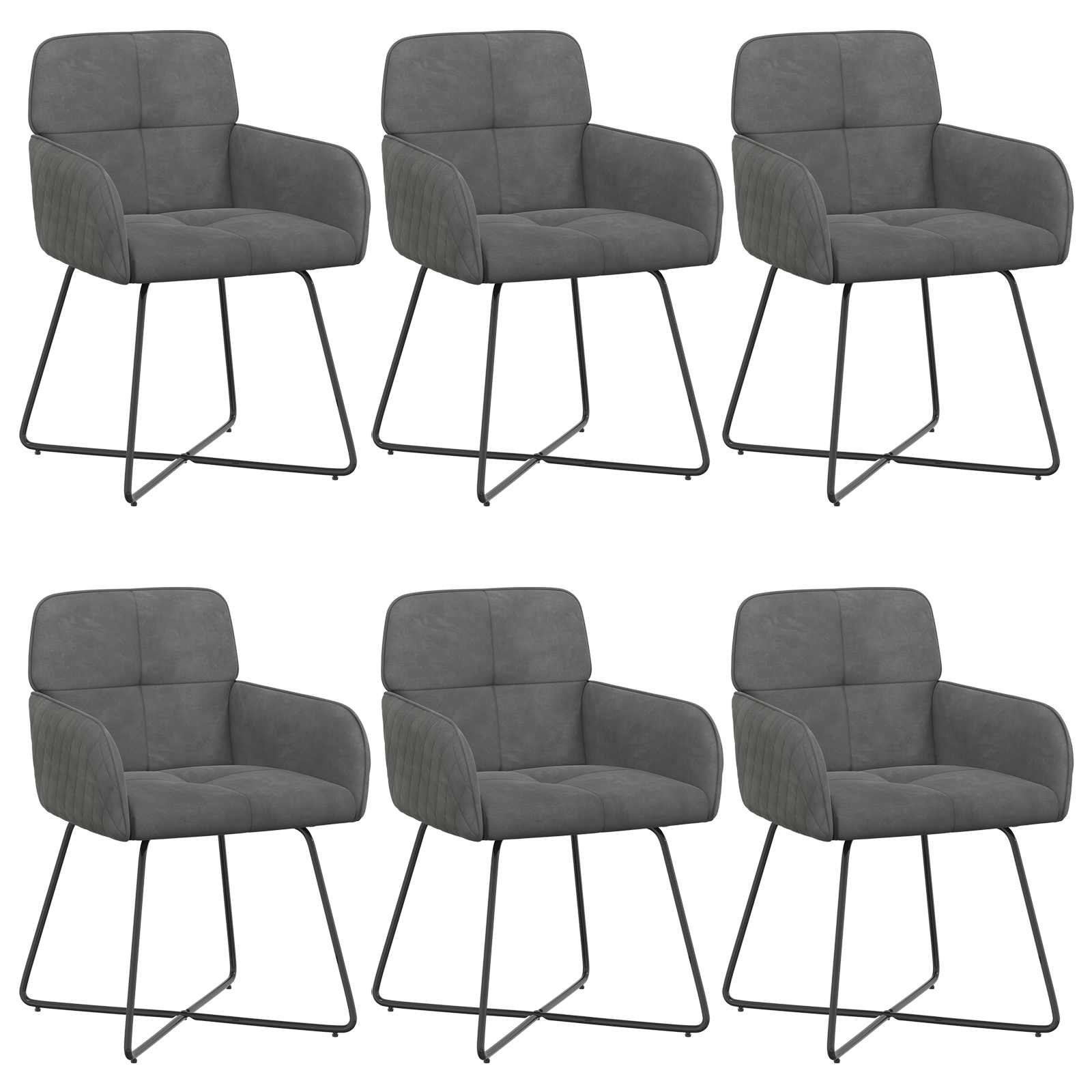 Eettafelstoelen 6 pcs fluweel Donkergrijs 59 x 56,5 x 86 cm is nu te koop bij PeponiXL, paradijselijk wonen!