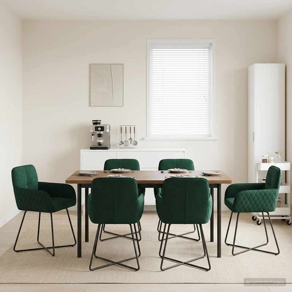 Eettafelstoelen 6 pcs fluweel Donkergroen 59 x 56,5 x 86 cm is nu te koop bij PeponiXL, paradijselijk wonen!