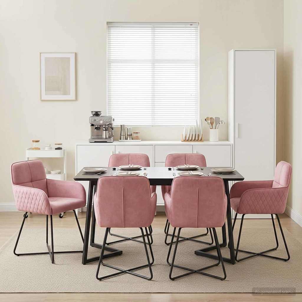 Eettafelstoelen 6 pcs fluweel Roze 59 x 56,5 x 86 cm is nu te koop bij PeponiXL, paradijselijk wonen!