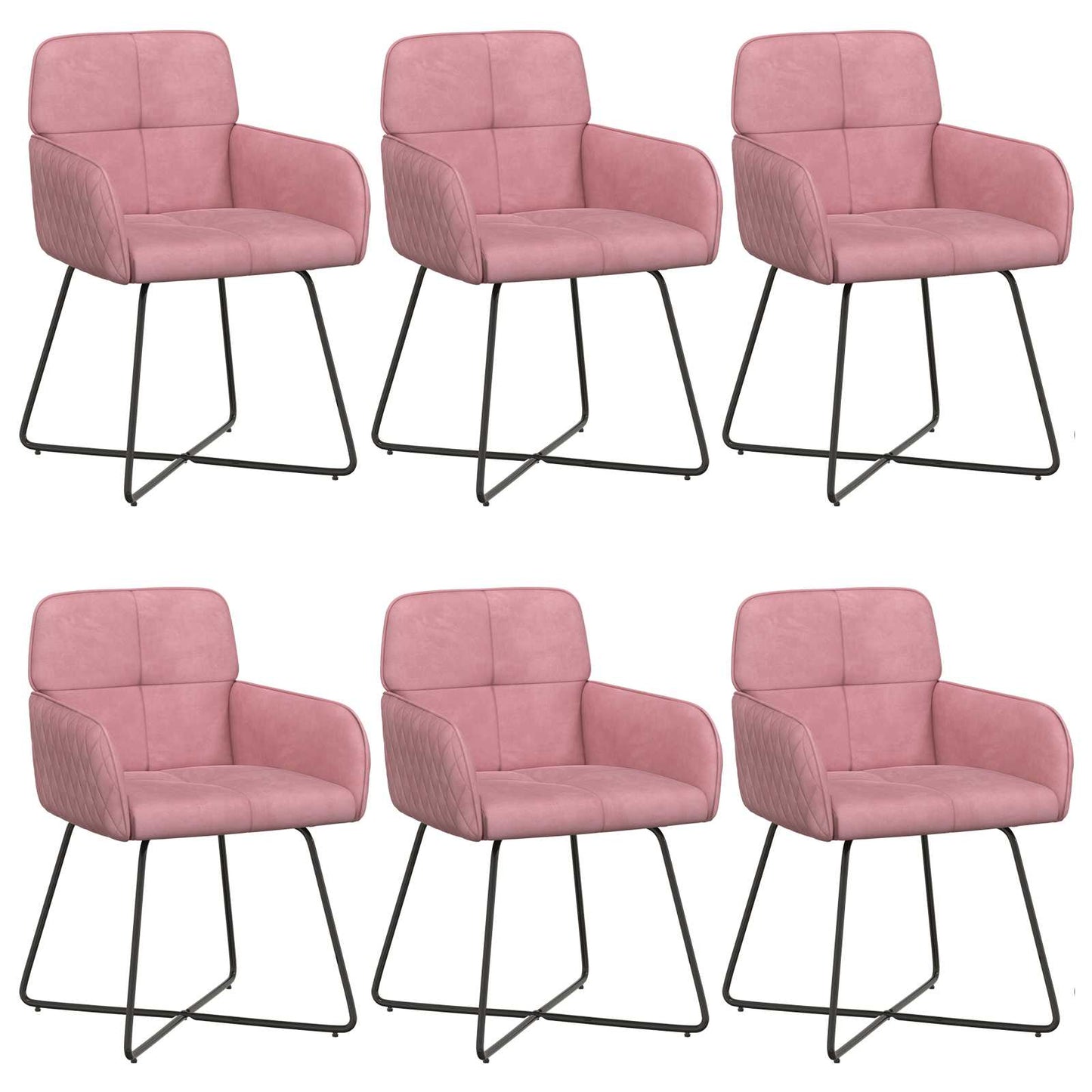 Eettafelstoelen 6 pcs fluweel Roze 59 x 56,5 x 86 cm is nu te koop bij PeponiXL, paradijselijk wonen!