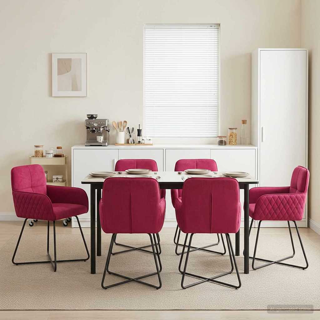 Eettafelstoelen 6 pcs fluweel Wijnrood 59 x 56,5 x 86 cm is nu te koop bij PeponiXL, paradijselijk wonen!