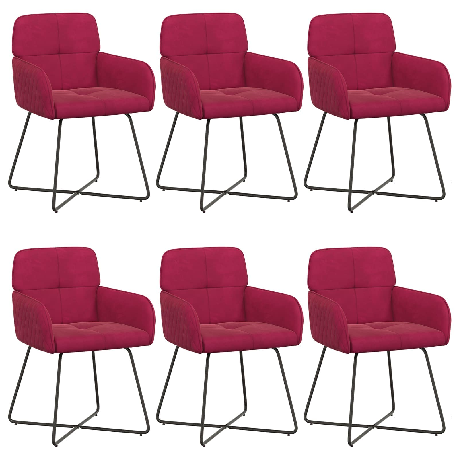 Eettafelstoelen 6 pcs fluweel Wijnrood 59 x 56,5 x 86 cm is nu te koop bij PeponiXL, paradijselijk wonen!