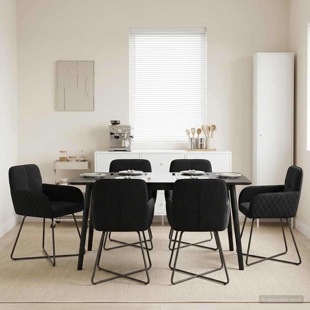 Eettafelstoelen 6 pcs fluweel Zwart 59 x 56,5 x 86 cm is nu te koop bij PeponiXL, paradijselijk wonen!