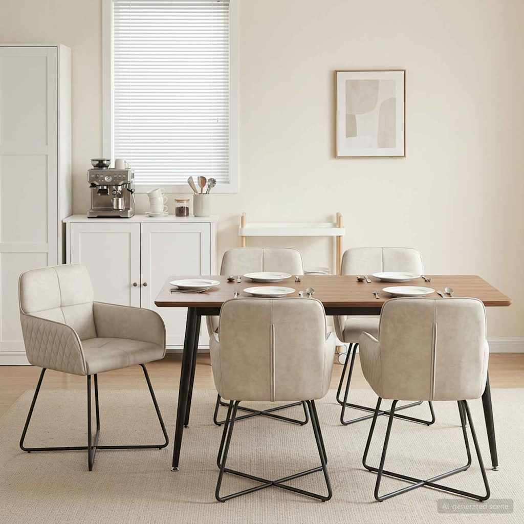 Eettafelstoelen 6 pcs fluweel Crèmekleurig 59 x 56,5 x 86 cm is nu te koop bij PeponiXL, paradijselijk wonen!