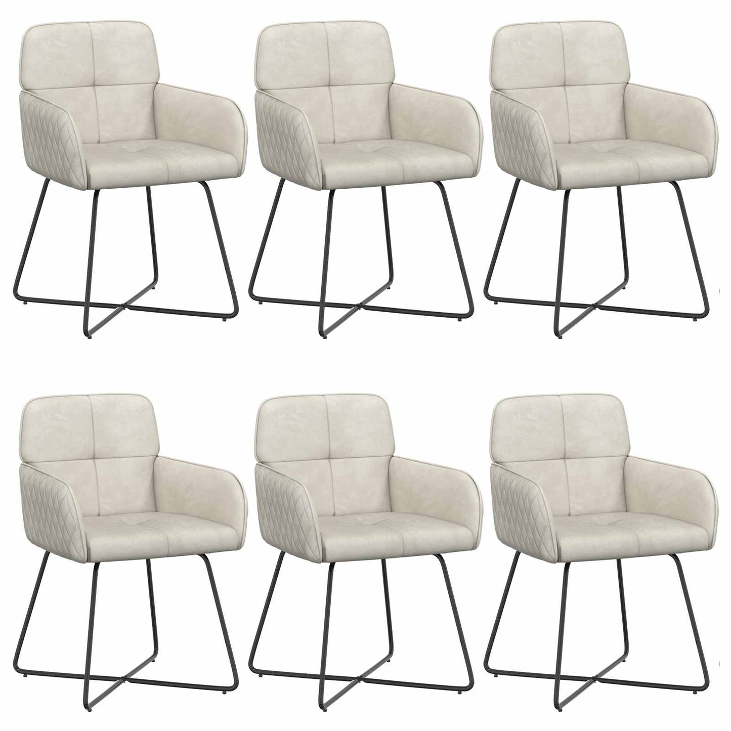 Eettafelstoelen 6 pcs fluweel Crèmekleurig 59 x 56,5 x 86 cm is nu te koop bij PeponiXL, paradijselijk wonen!