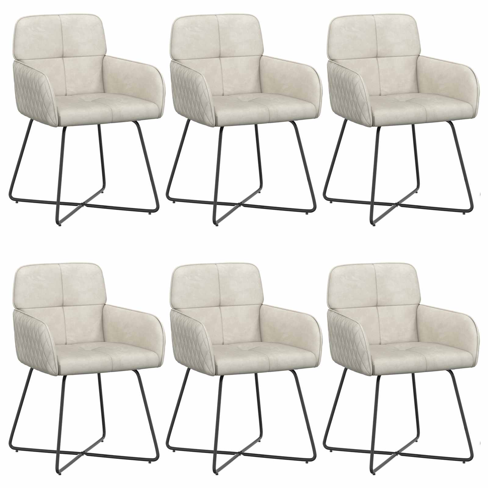 Eettafelstoelen 6 pcs fluweel Crèmekleurig 59 x 56,5 x 86 cm is nu te koop bij PeponiXL, paradijselijk wonen!