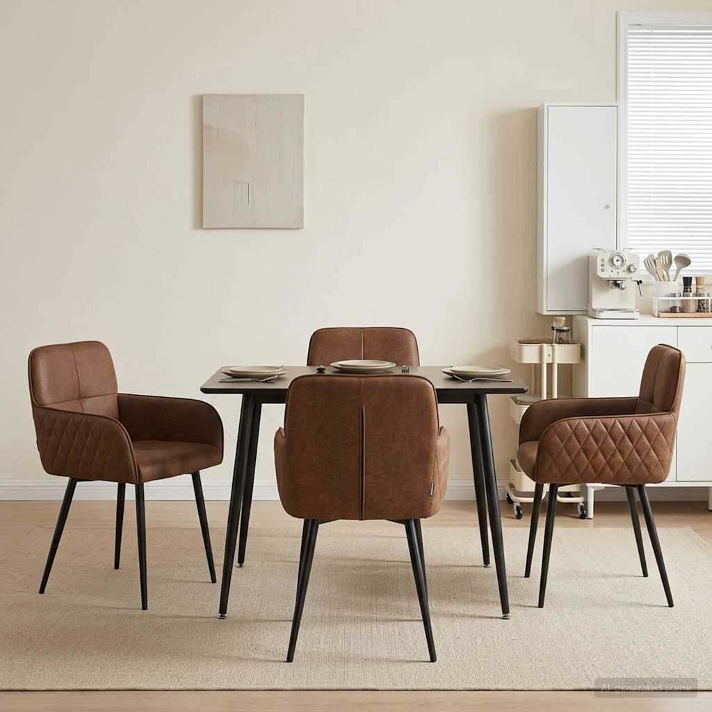 Eettafelstoelen 4 pcs Nep Suede Leer Bruin 59 x 56,5 x 85 cm is nu te koop bij PeponiXL, paradijselijk wonen!