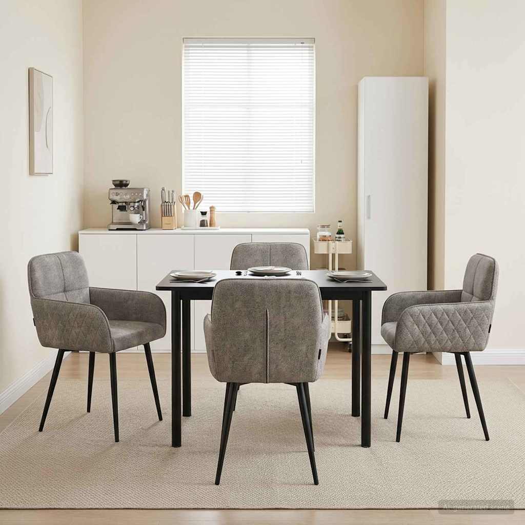 Eettafelstoelen 4 pcs Nep Suede Leer Lichtgrijs is nu te koop bij PeponiXL, paradijselijk wonen!