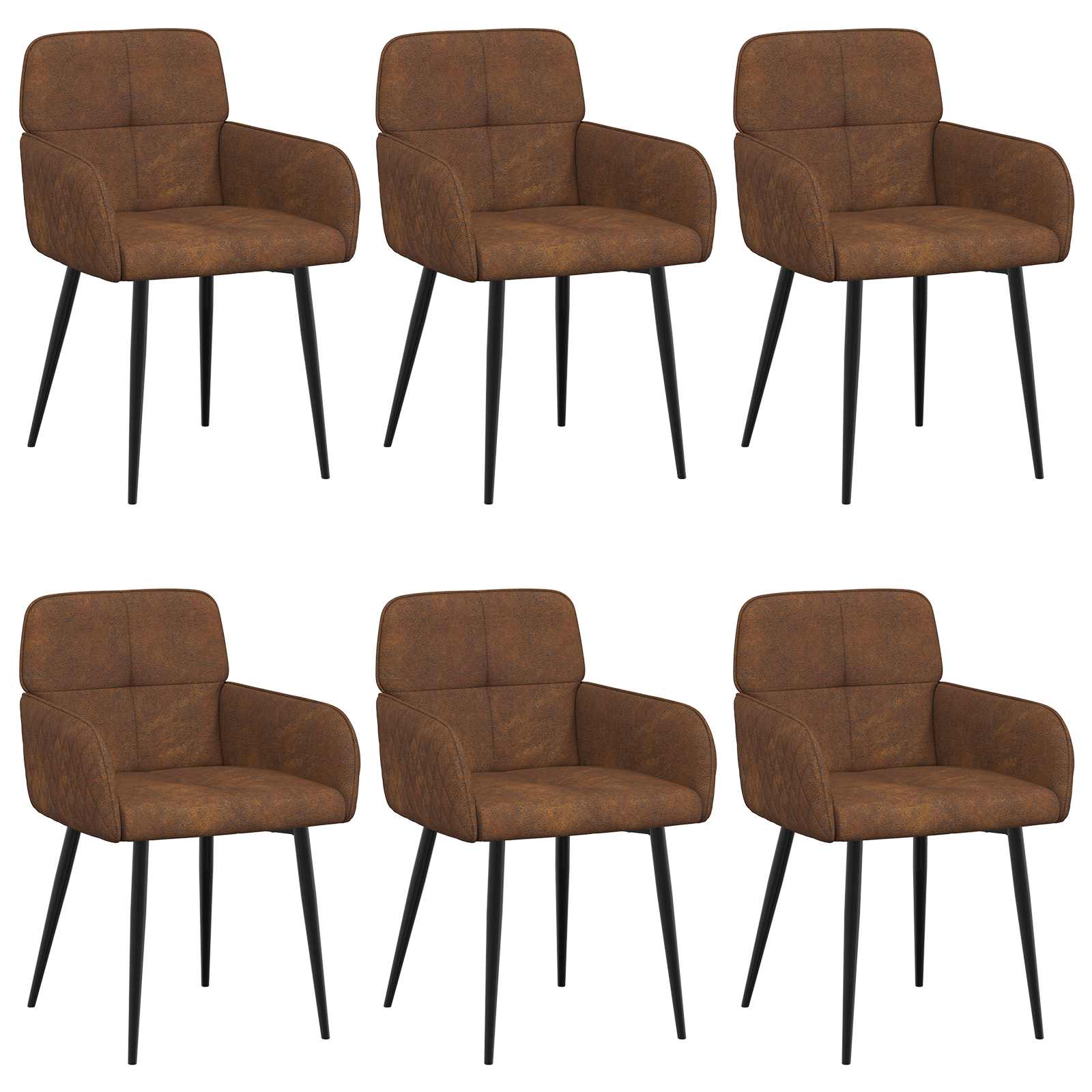 Eettafelstoelen 6 pcs Nep Suede Leer Bruin 59 x 56,5 x 85 cm is nu te koop bij PeponiXL, paradijselijk wonen!