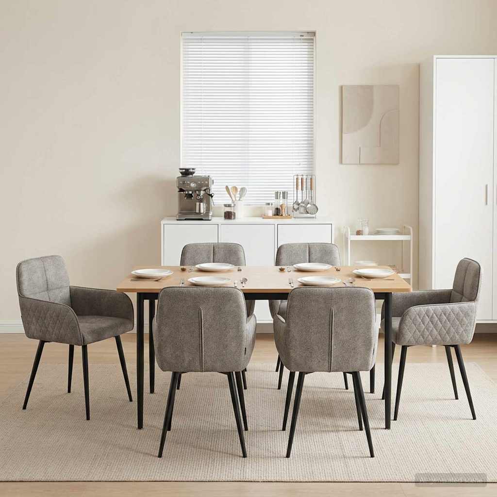 Eettafelstoelen 6 pcs Nep Suede Leer Lichtgrijs is nu te koop bij PeponiXL, paradijselijk wonen!