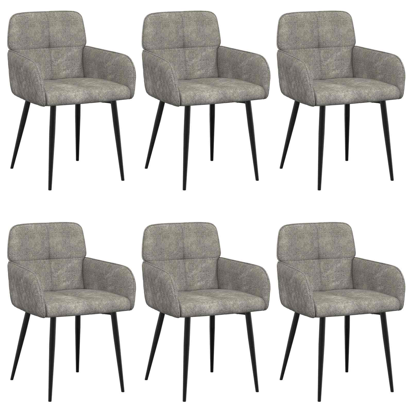 Eettafelstoelen 6 pcs Nep Suede Leer Lichtgrijs is nu te koop bij PeponiXL, paradijselijk wonen!