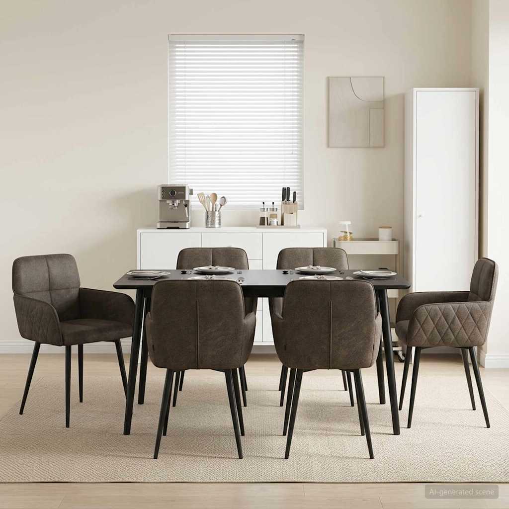 Eettafelstoelen 6 pcs Nep Suede Leer Donkergrijs is nu te koop bij PeponiXL, paradijselijk wonen!