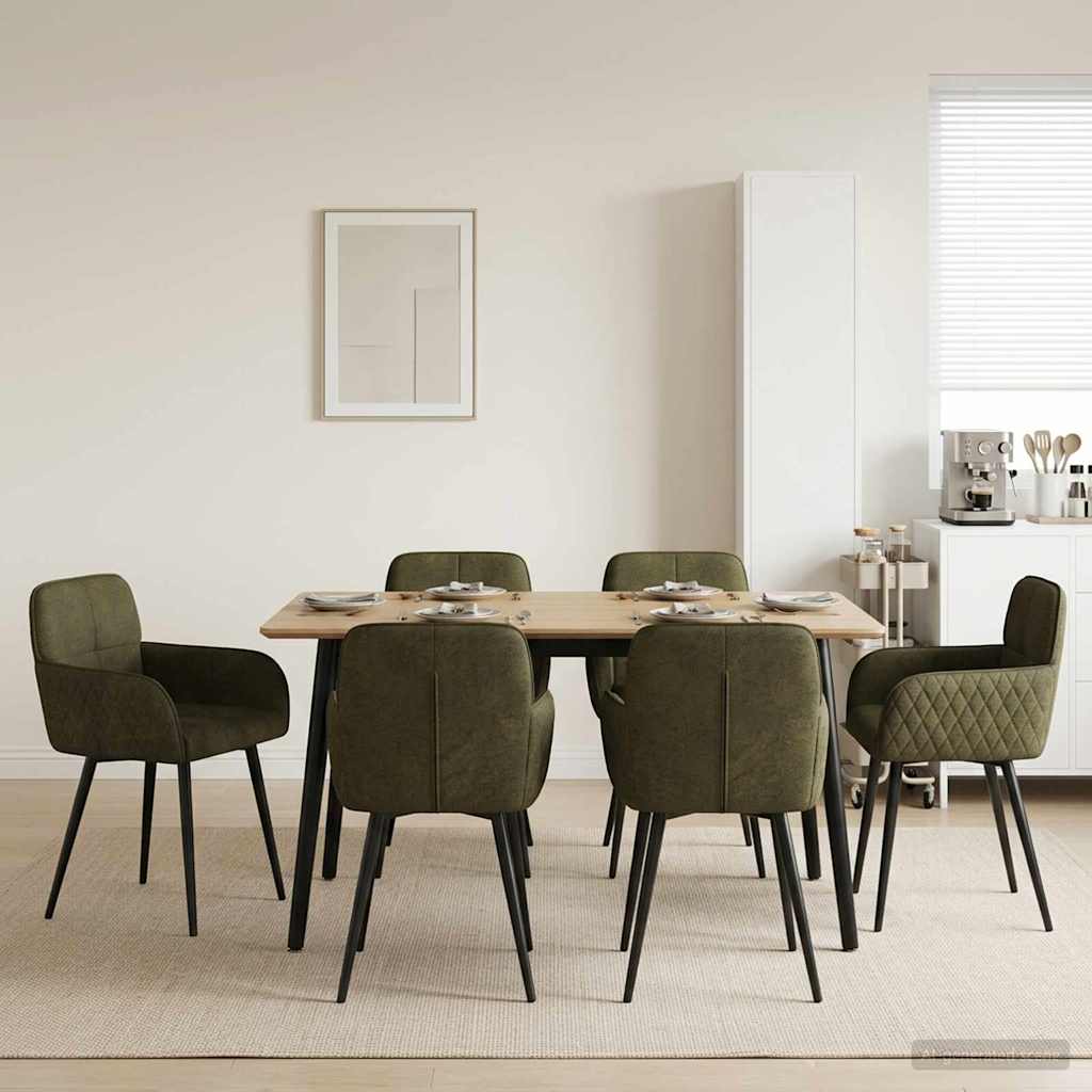 Eettafelstoelen 6 pcs Nep Suede Leer Legergroen is nu te koop bij PeponiXL, paradijselijk wonen!