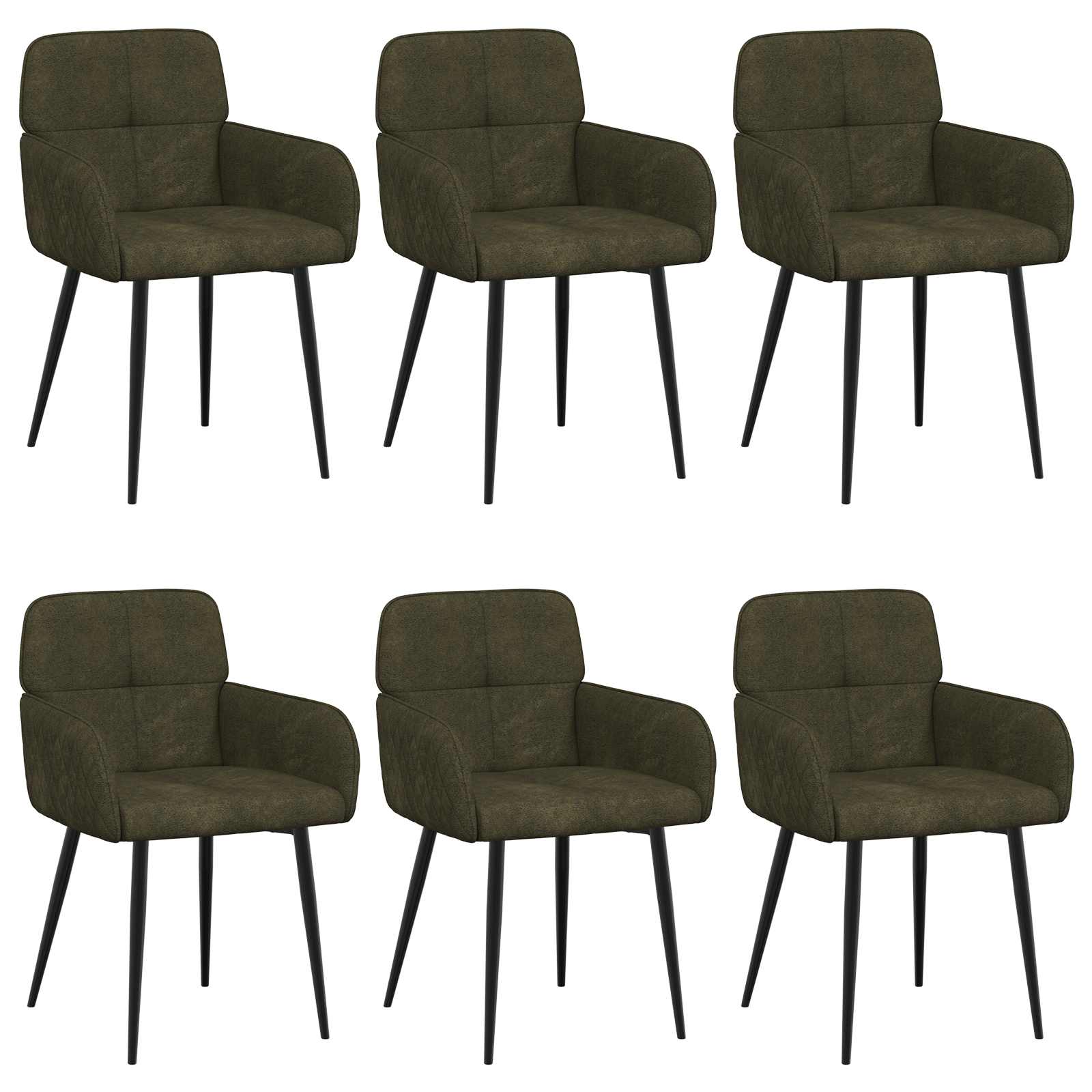 Eettafelstoelen 6 pcs Nep Suede Leer Legergroen is nu te koop bij PeponiXL, paradijselijk wonen!