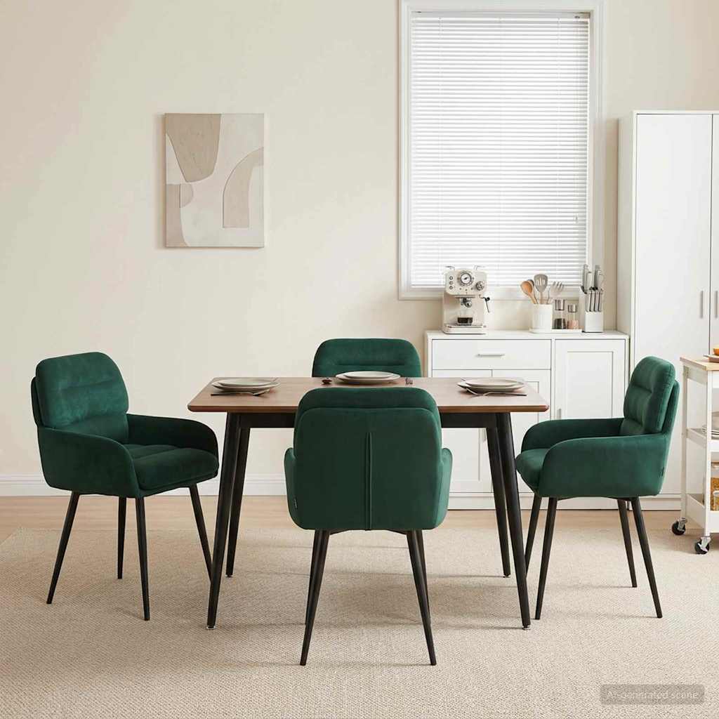 Eettafelstoelen 4 pcs fluweel Donkergroen 59 x 59,5 x 90 cm is nu te koop bij PeponiXL, paradijselijk wonen!