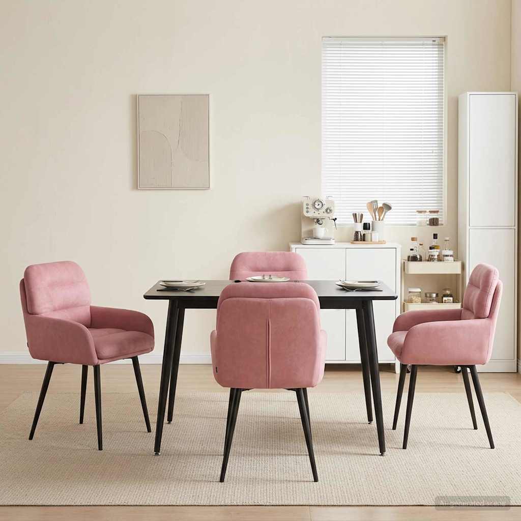 Eettafelstoelen 4 pcs fluweel Roze 59 x 59,5 x 90 cm is nu te koop bij PeponiXL, paradijselijk wonen!