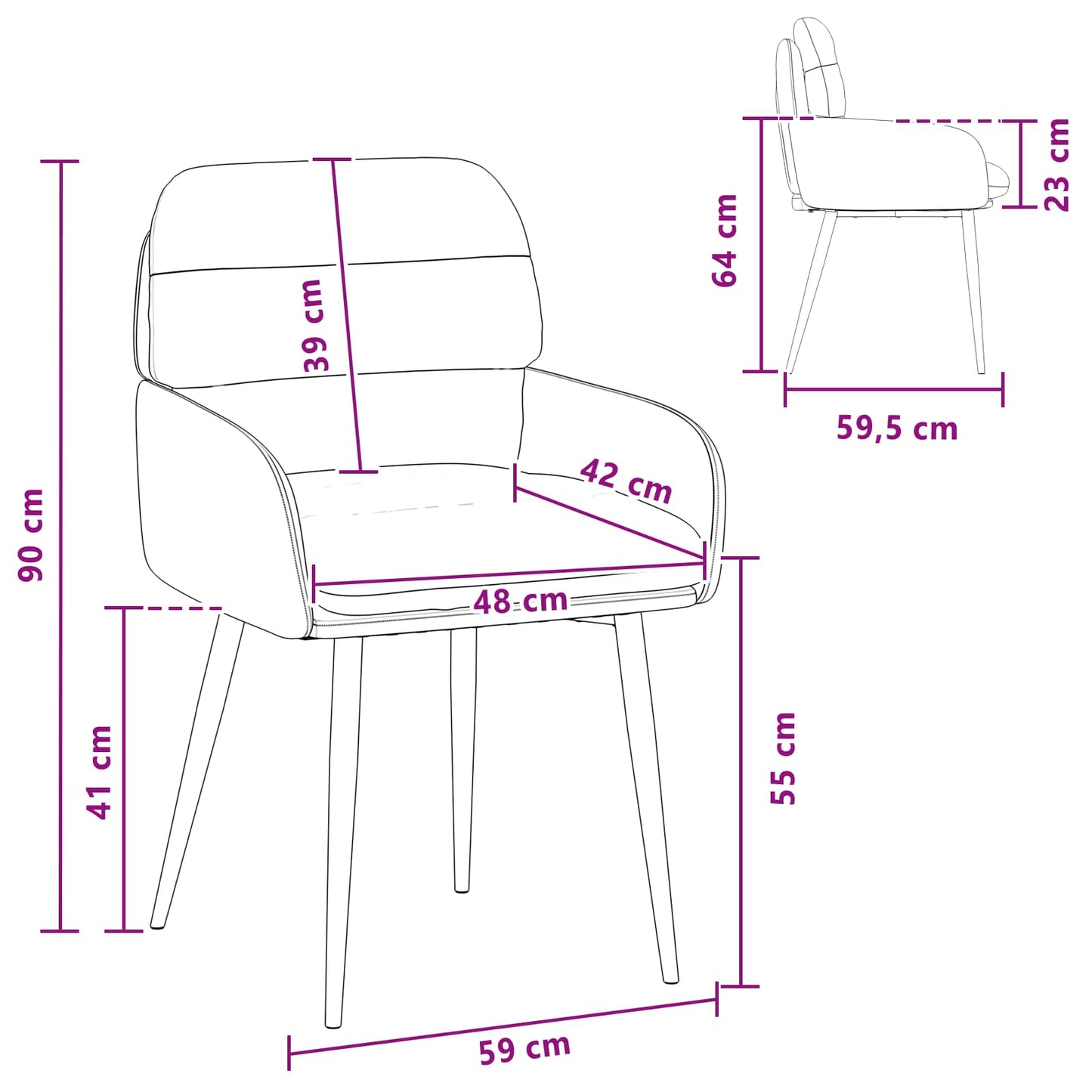 Eettafelstoelen 4 pcs fluweel Roze 59 x 59,5 x 90 cm is nu te koop bij PeponiXL, paradijselijk wonen!