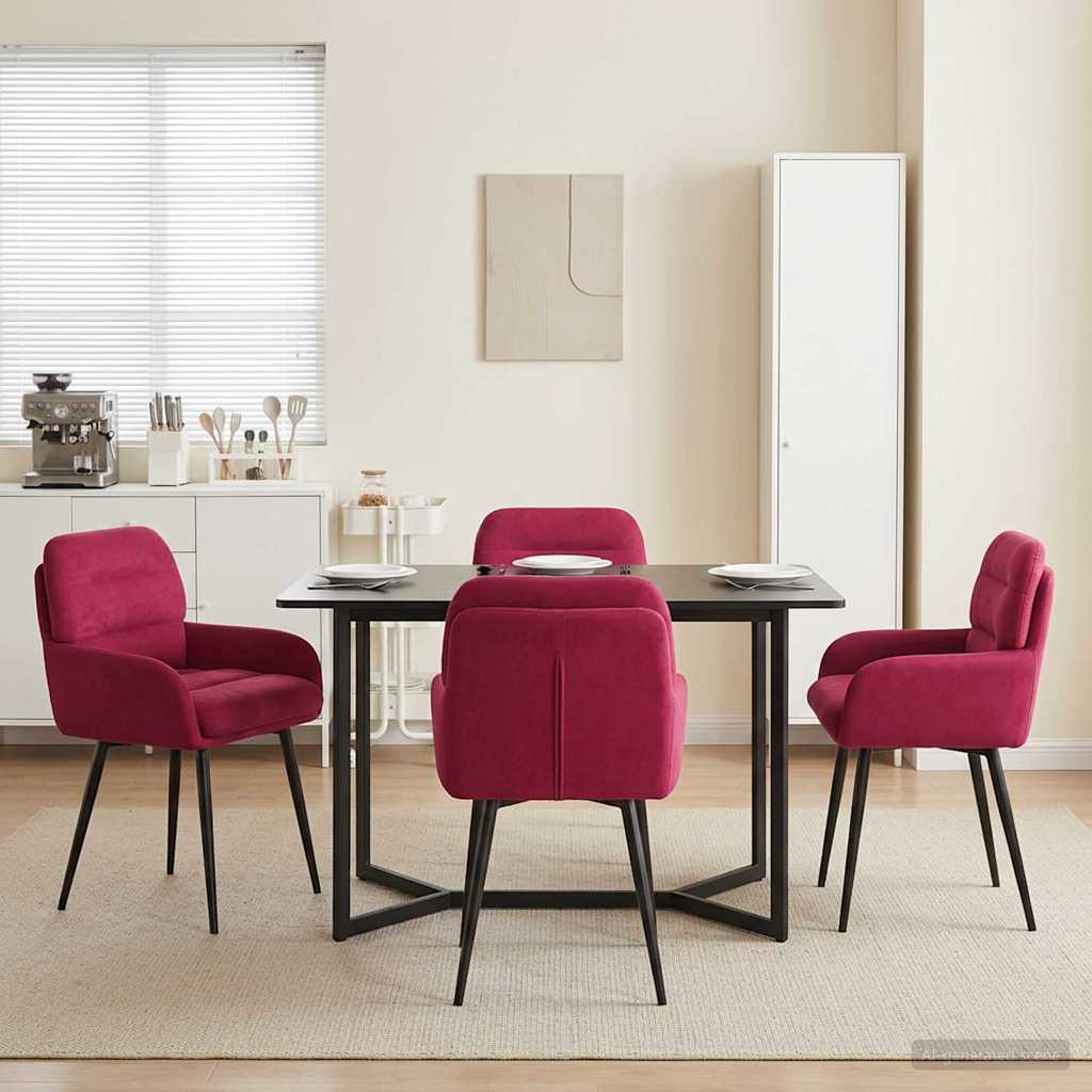Eettafelstoelen 4 pcs fluweel Wijnrood 59 x 59,5 x 90 cm is nu te koop bij PeponiXL, paradijselijk wonen!