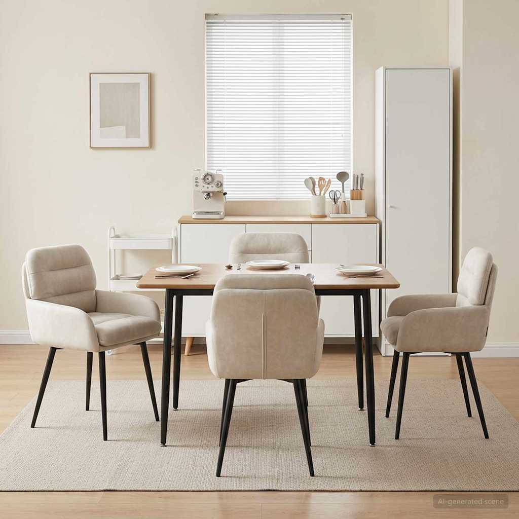 Eettafelstoelen 4 pcs fluweel Crèmekleurig 59 x 59,5 x 90 cm is nu te koop bij PeponiXL, paradijselijk wonen!