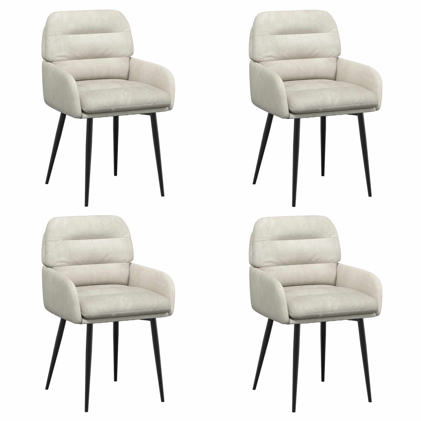 Eettafelstoelen 4 pcs fluweel Crèmekleurig 59 x 59,5 x 90 cm is nu te koop bij PeponiXL, paradijselijk wonen!