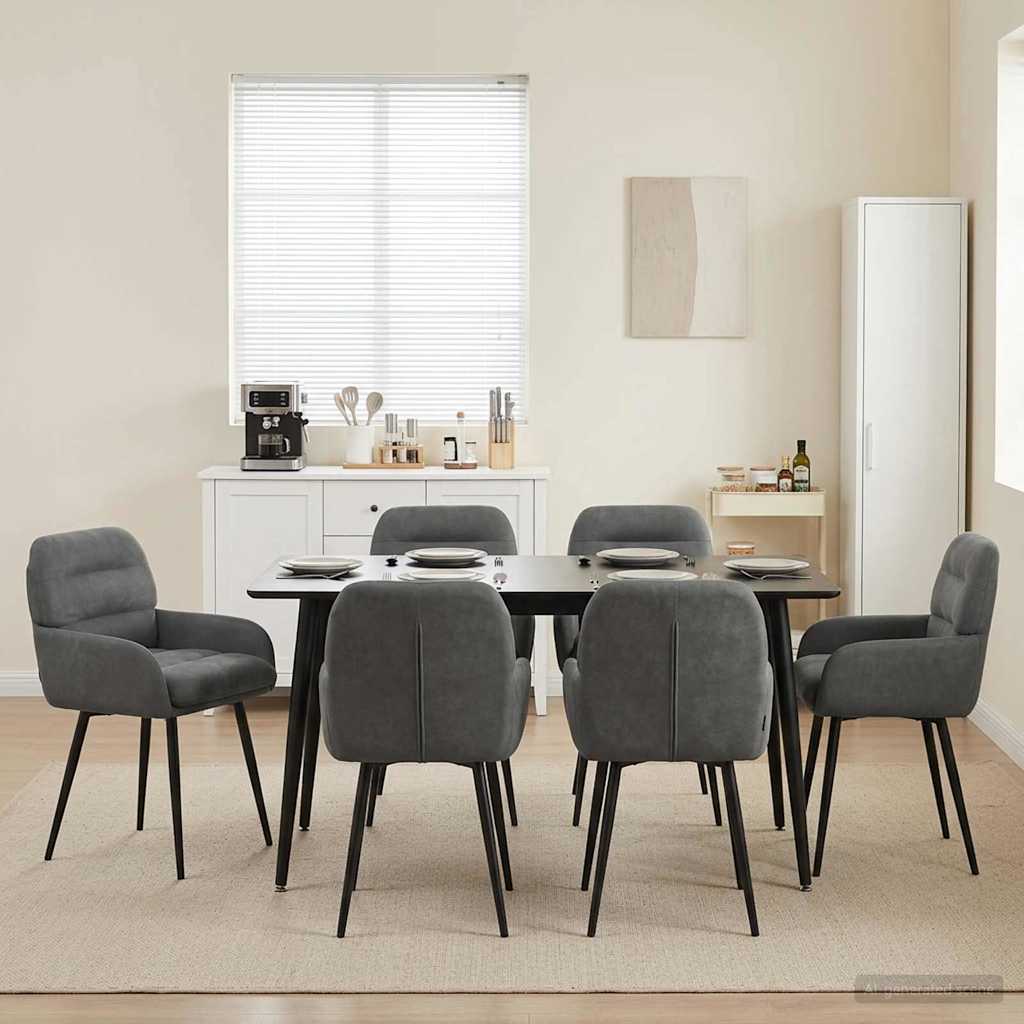 Eettafelstoelen 6 pcs fluweel Donkergrijs 59 x 59,5 x 90 cm is nu te koop bij PeponiXL, paradijselijk wonen!