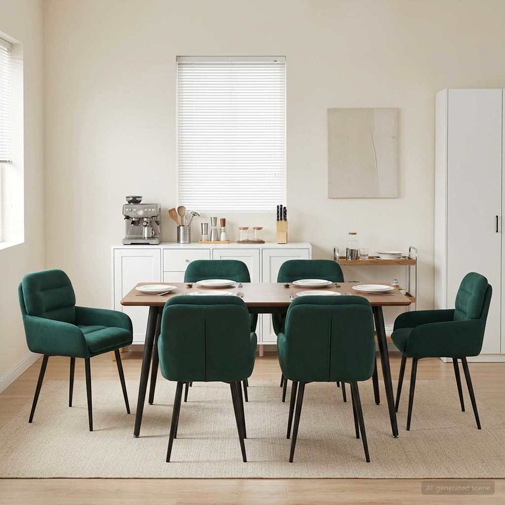 Eettafelstoelen 6 pcs fluweel Donkergroen 59 x 59,5 x 90 cm is nu te koop bij PeponiXL, paradijselijk wonen!