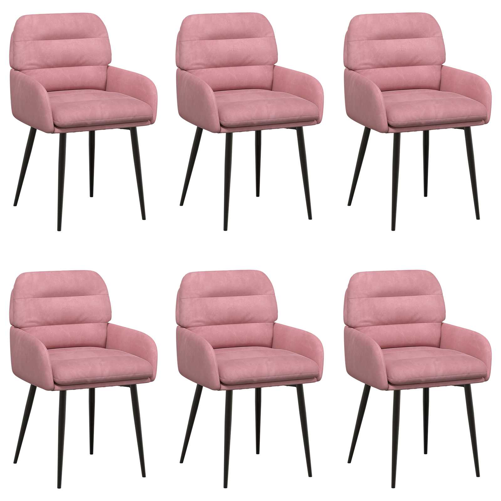 Eettafelstoelen 6 pcs fluweel Roze 59 x 59,5 x 90 cm is nu te koop bij PeponiXL, paradijselijk wonen!