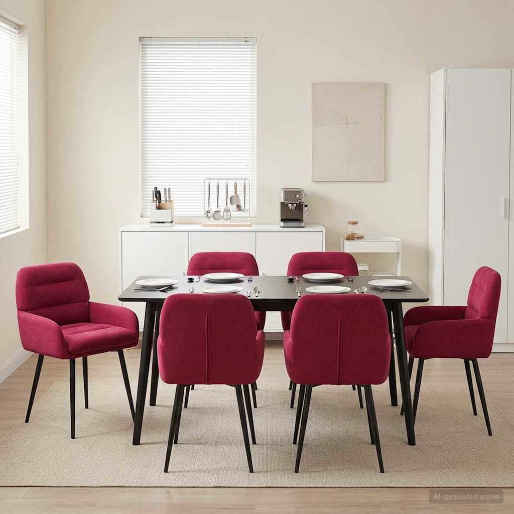 Eettafelstoelen 6 pcs fluweel Wijnrood 59 x 59,5 x 90 cm is nu te koop bij PeponiXL, paradijselijk wonen!