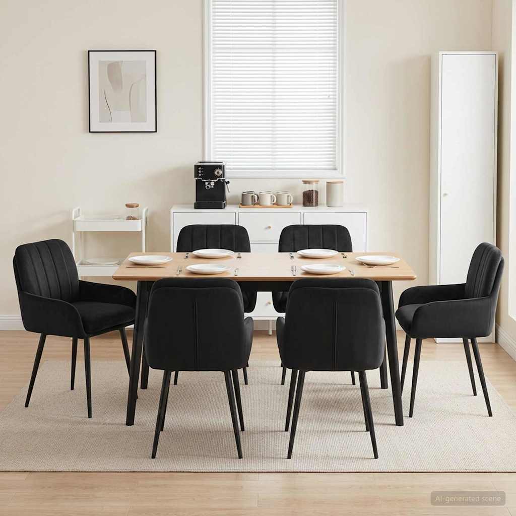 Eettafelstoelen 6 pcs fluweel Zwart 59 x 59,5 x 90 cm is nu te koop bij PeponiXL, paradijselijk wonen!