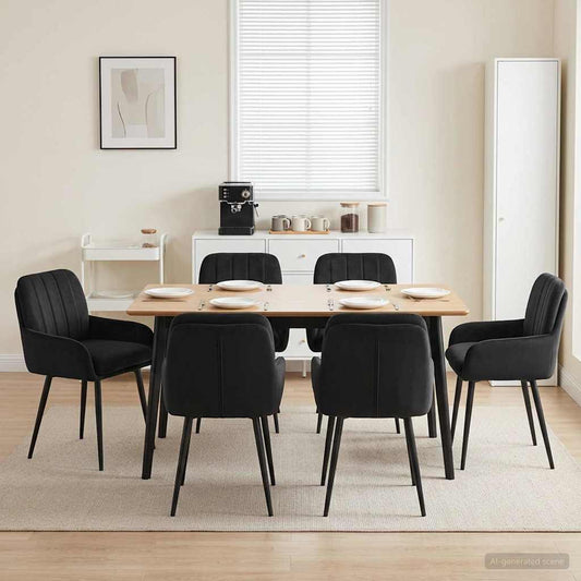 Eettafelstoelen 6 pcs fluweel Zwart 59 x 59,5 x 90 cm is nu te koop bij PeponiXL, paradijselijk wonen!