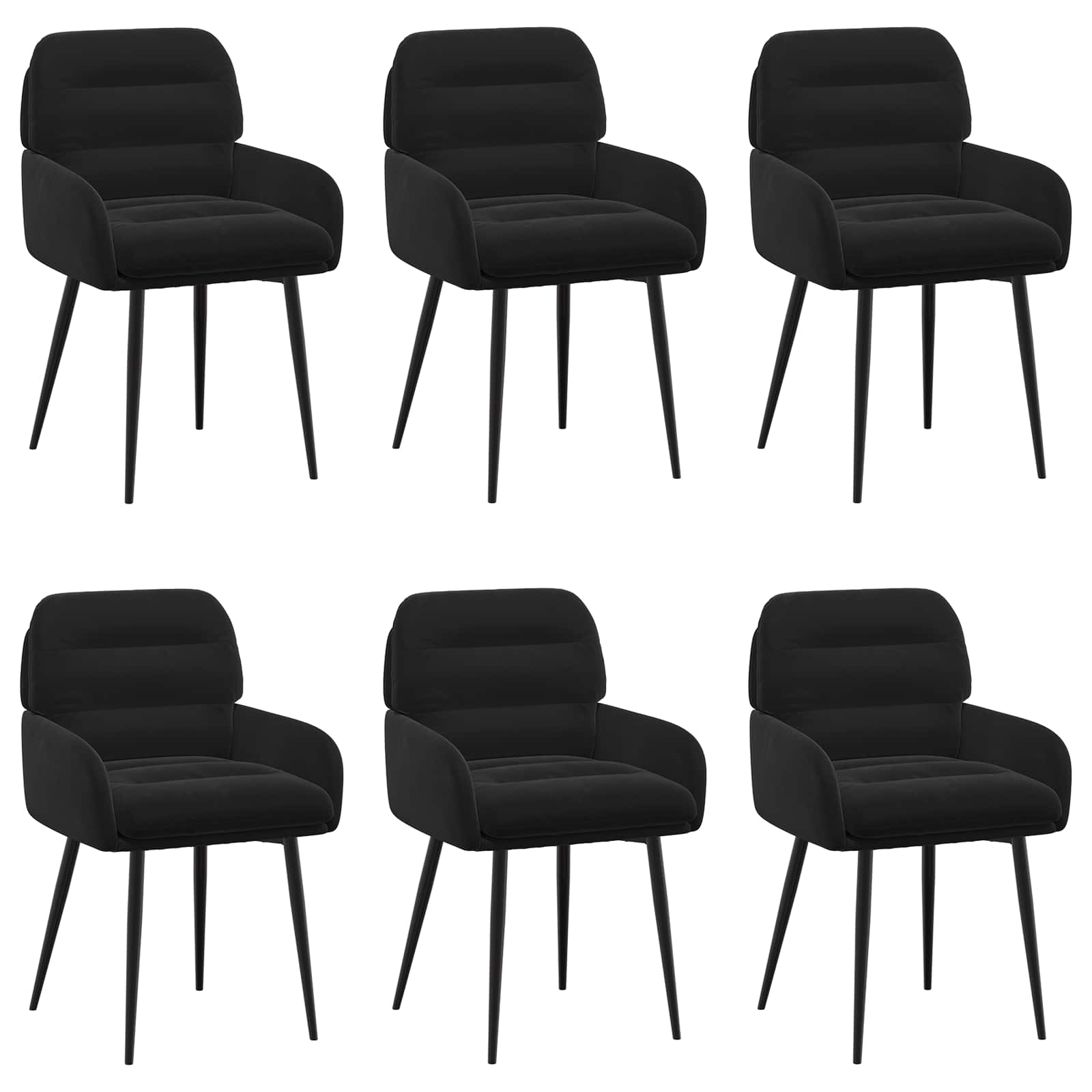 Eettafelstoelen 6 pcs fluweel Zwart 59 x 59,5 x 90 cm is nu te koop bij PeponiXL, paradijselijk wonen!