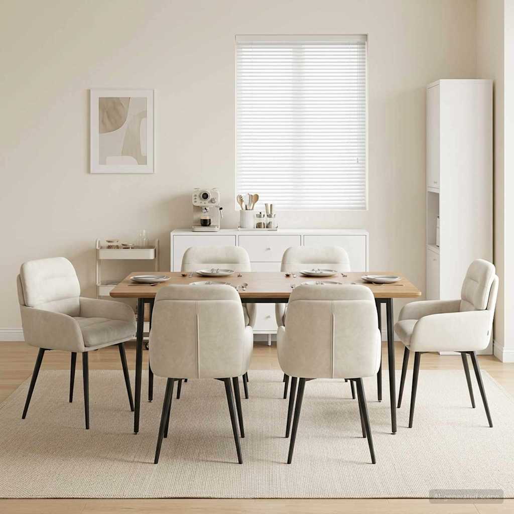 Eettafelstoelen 6 pcs fluweel Crèmekleurig 59 x 59,5 x 90 cm is nu te koop bij PeponiXL, paradijselijk wonen!