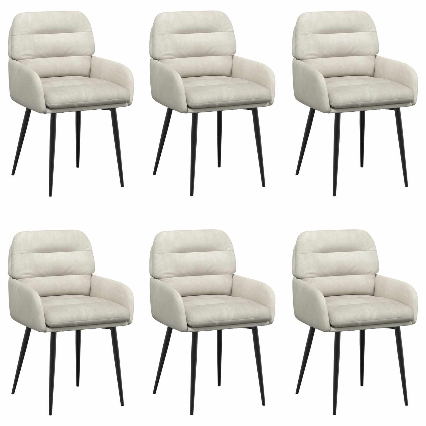Eettafelstoelen 6 pcs fluweel Crèmekleurig 59 x 59,5 x 90 cm is nu te koop bij PeponiXL, paradijselijk wonen!