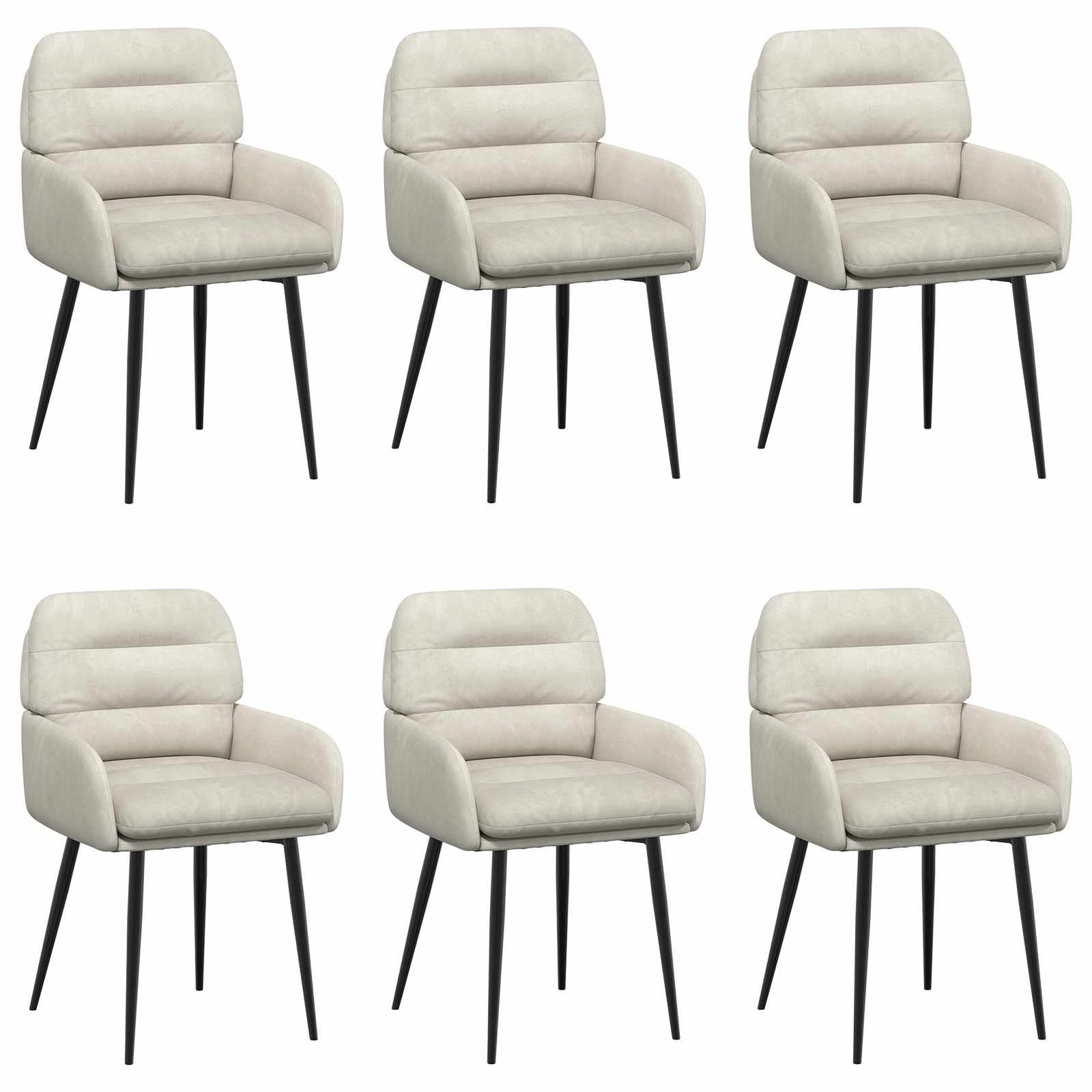 Eettafelstoelen 6 pcs fluweel Crèmekleurig 59 x 59,5 x 90 cm is nu te koop bij PeponiXL, paradijselijk wonen!