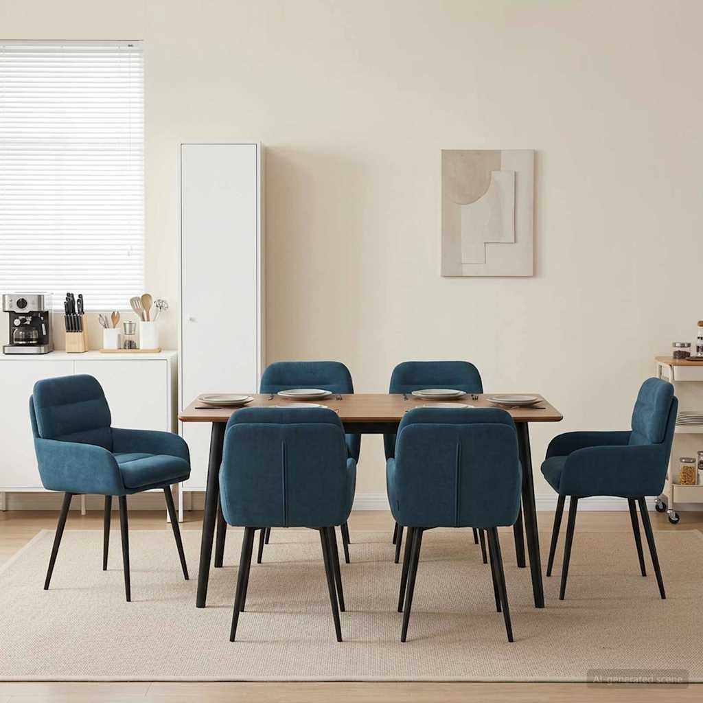 Eettafelstoelen 6 pcs fluweel Blauw 59 x 59,5 x 90 cm is nu te koop bij PeponiXL, paradijselijk wonen!