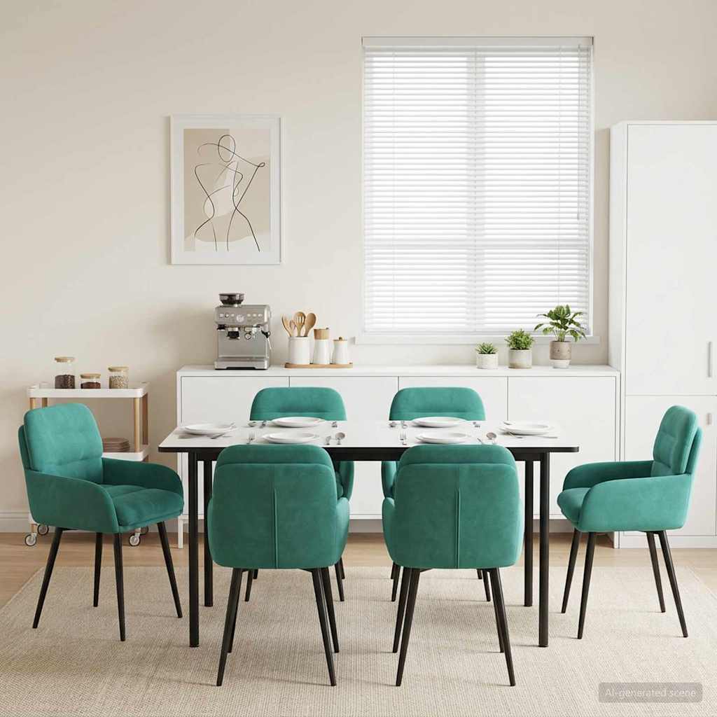Eettafelstoelen 6 pcs fluweel Turquoise 59 x 59,5 x 90 cm is nu te koop bij PeponiXL, paradijselijk wonen!
