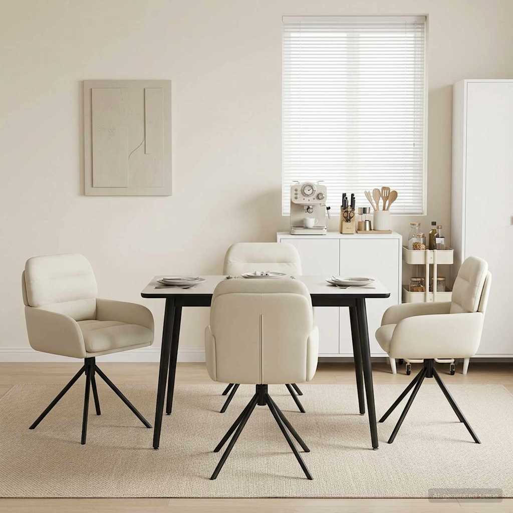 Draai Eetstoelen 4 pcs Kunstleer Crèmekleurig 59 x 59,5 x 90 cm is nu te koop bij PeponiXL, paradijselijk wonen!