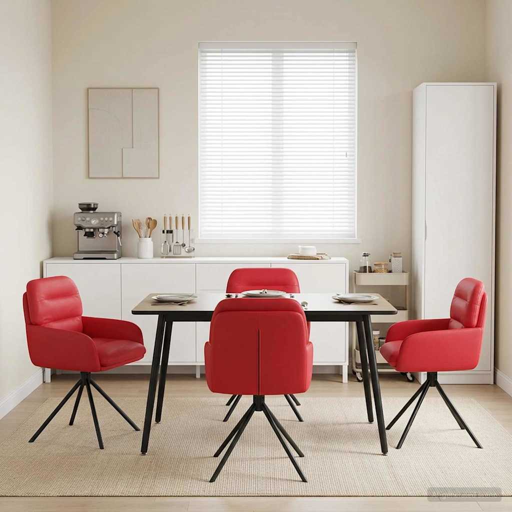 Draai Eetstoelen 4 pcs Kunstleer Rood 59 x 59,5 x 90 cm is nu te koop bij PeponiXL, paradijselijk wonen!