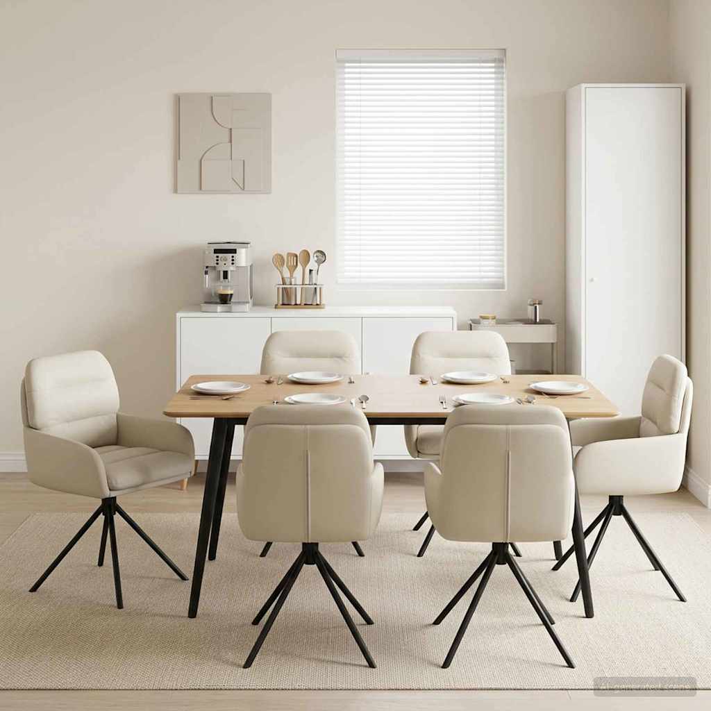Draai Eetstoelen 6 pcs Kunstleer Crèmekleurig 59 x 59,5 x 90 cm is nu te koop bij PeponiXL, paradijselijk wonen!