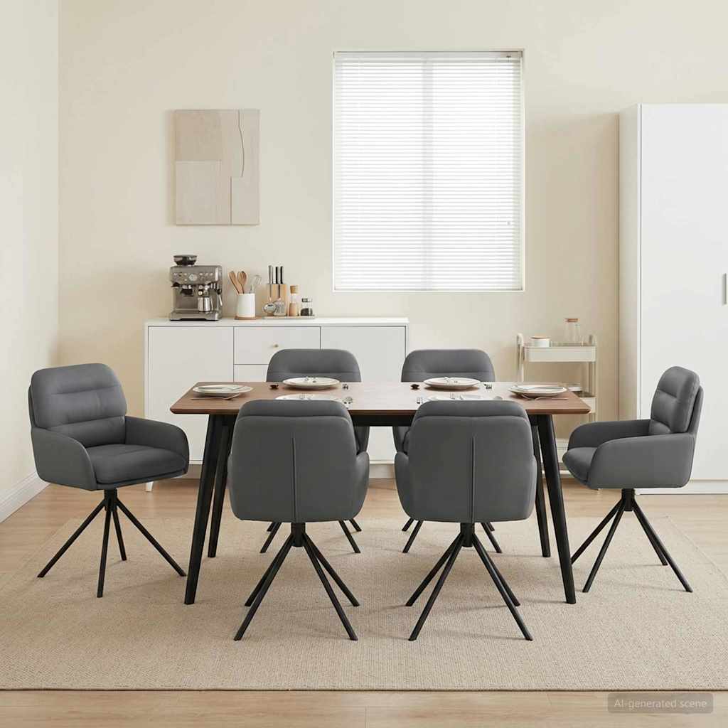 Draai Eetstoelen 6 pcs Kunstleer Grijs 59 x 59,5 x 90 cm is nu te koop bij PeponiXL, paradijselijk wonen!