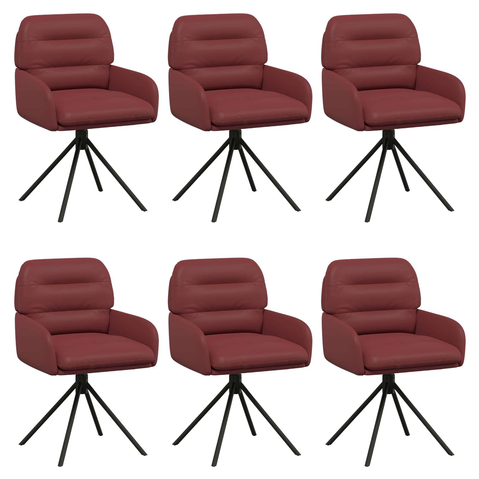 Draai Eetstoelen 6 pcs Kunstleer Wijnrood 59 x 59,5 x 90 cm is nu te koop bij PeponiXL, paradijselijk wonen!