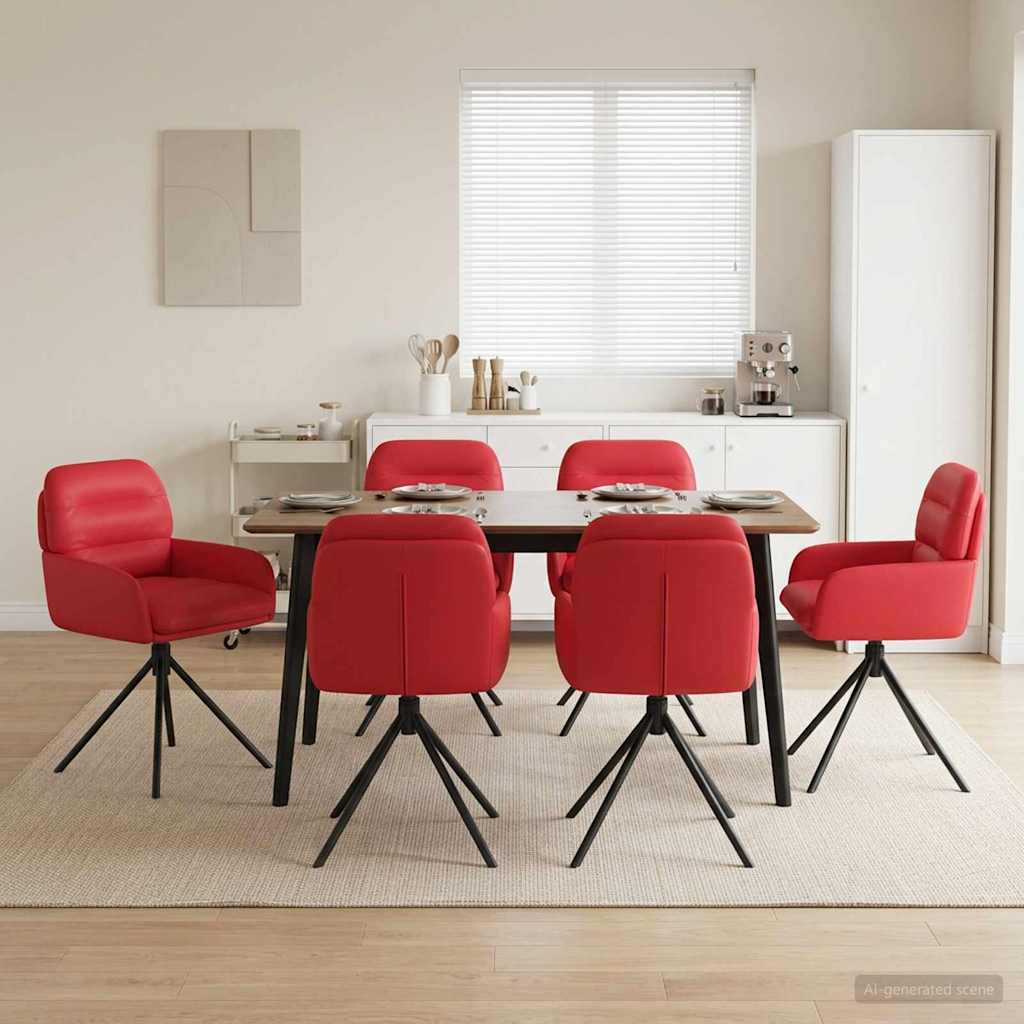 Draai Eetstoelen 6 pcs Kunstleer Rood 59 x 59,5 x 90 cm is nu te koop bij PeponiXL, paradijselijk wonen!