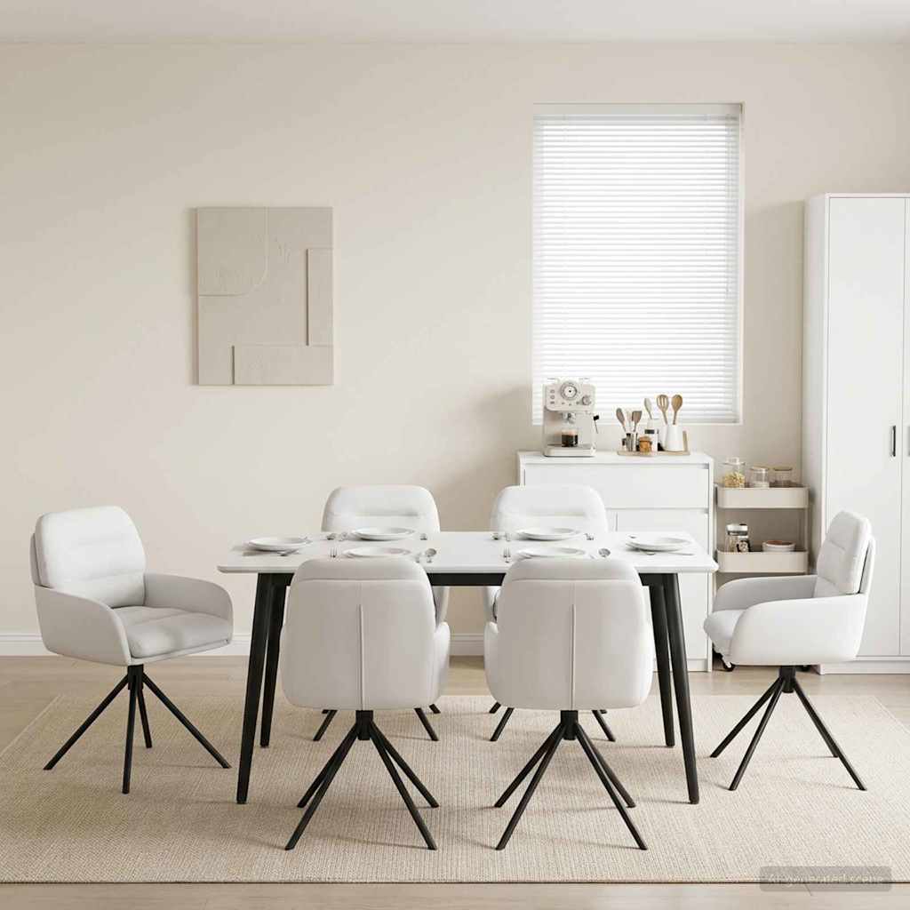 Draai Eetstoelen 6 pcs Kunstleer Wit 59 x 59,5 x 90 cm is nu te koop bij PeponiXL, paradijselijk wonen!
